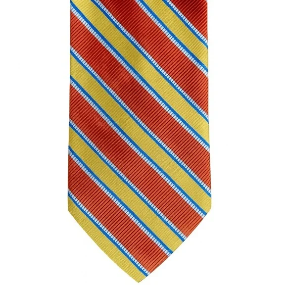 New Brooks Brothers Silk Tie Orange Yellow Stripe Classic Office Preppy Wedding - Picture 2 of 5